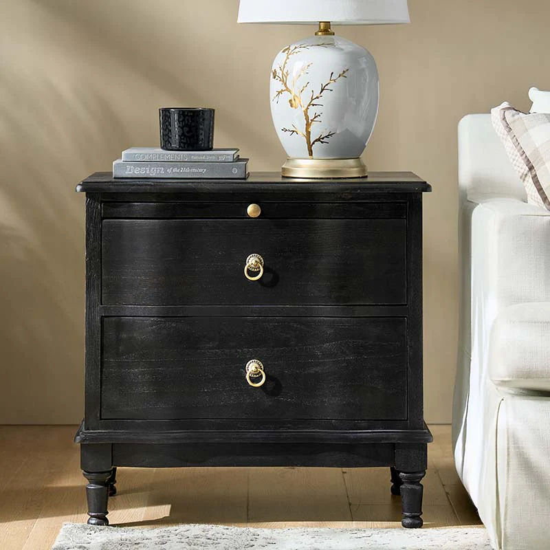 Solid Wood 2 Drawer End Table with Charging Ports & Pull-Out Shelf(Optional Types) - Image 8