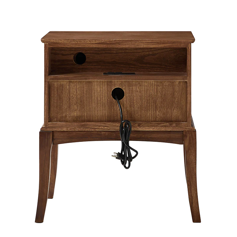 Dominique 28" Tall Solid Wood End Table with Hidden Outlet - Image 28