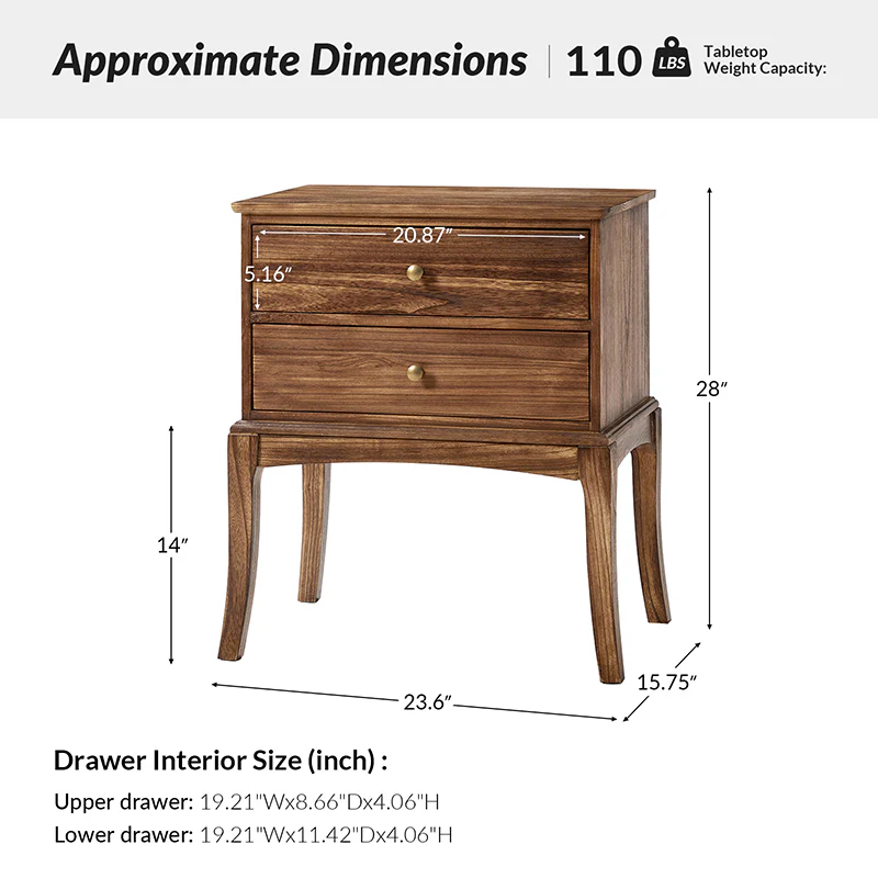 Dominique 28" Tall Solid Wood End Table with Hidden Outlet - Image 3