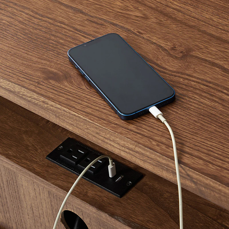 Dominique 28" Tall Solid Wood End Table with Hidden Outlet - Image 30
