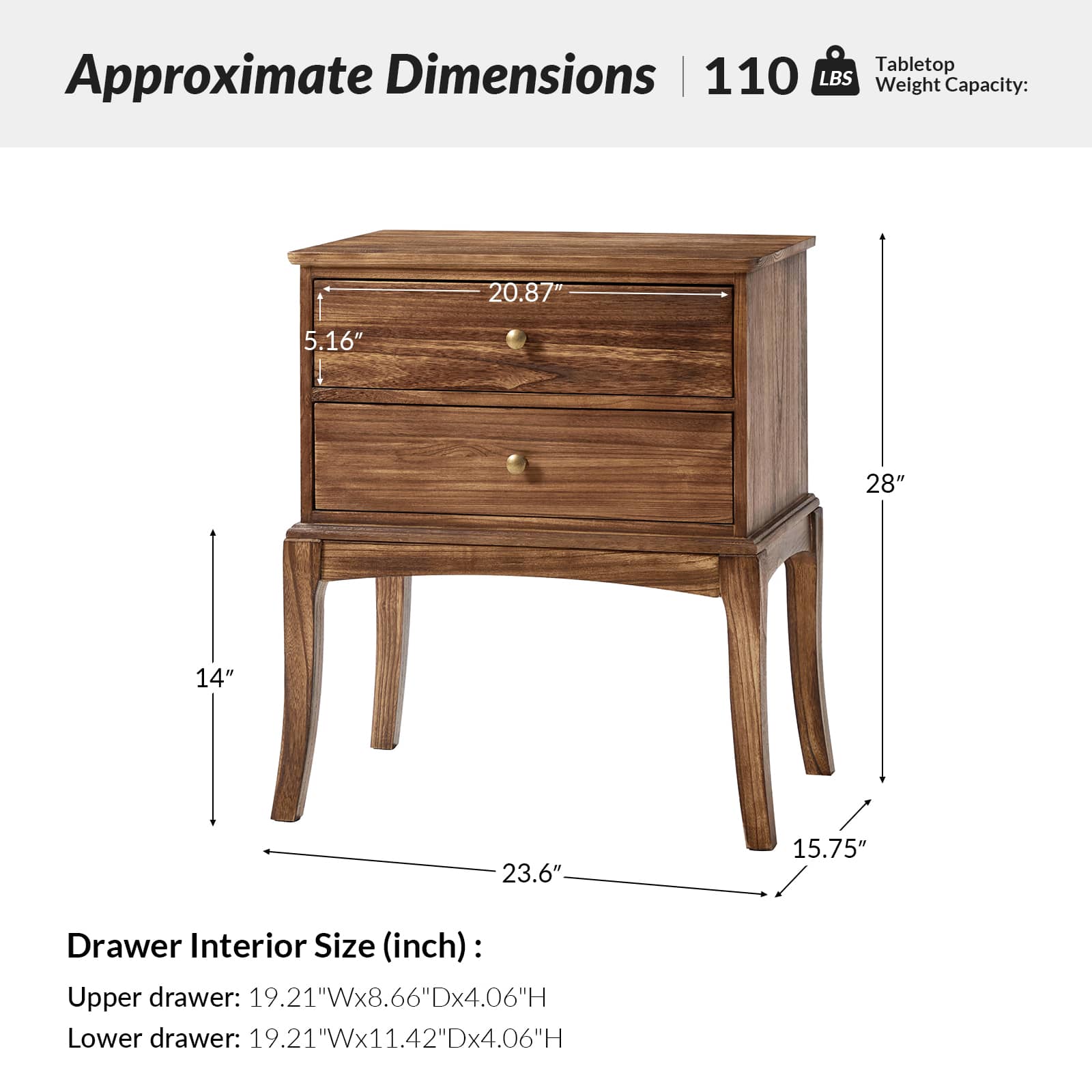 Dominique 28" Tall Solid Wood End Table with Hidden Outlet - Image 35