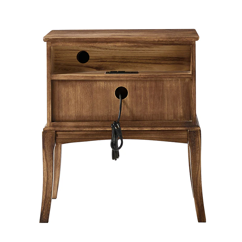 Dominique 28" Tall Solid Wood End Table with Hidden Outlet - Image 5
