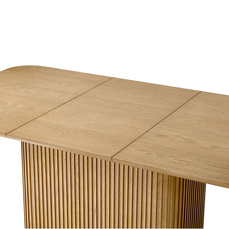 Sonia Modern Extendable Dining Table with Hidden Leaf & Grille Metal Base - Image 6