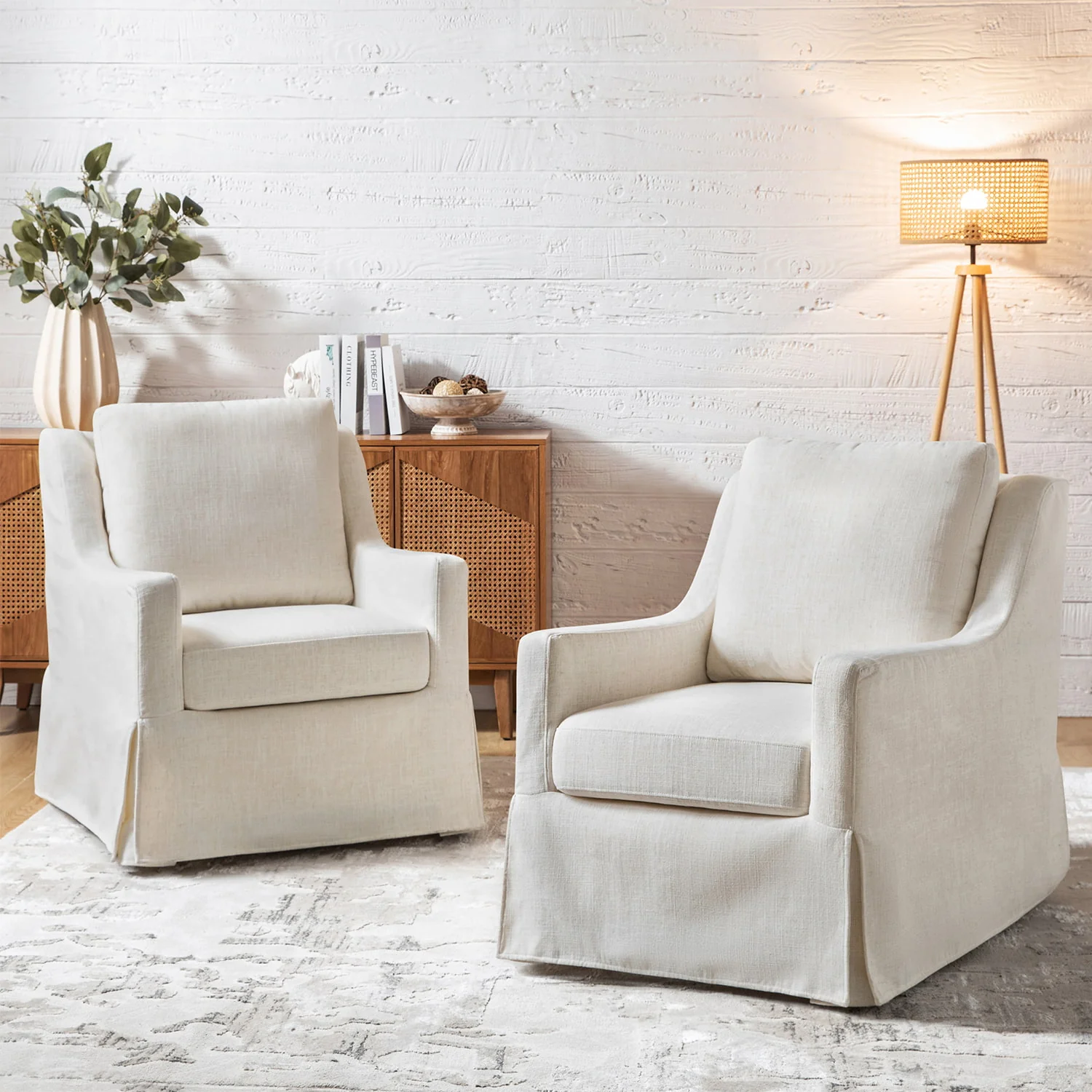 Stanley Glider Slipcovered Swivel Chair with Slope Arm(Optional Types) - Image 47