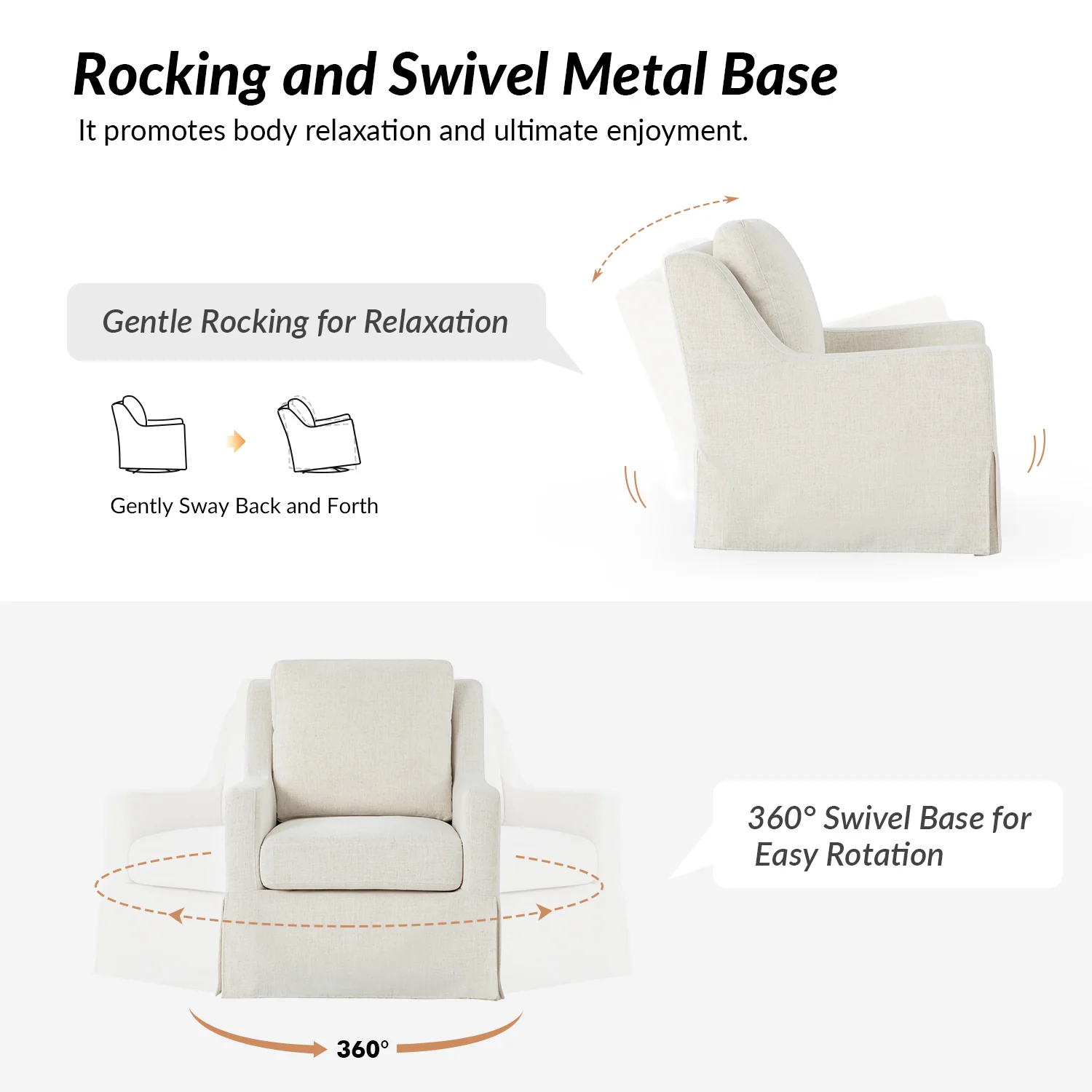 Stanley Glider Slipcovered Swivel Chair with Slope Arm(Optional Types) - Image 51