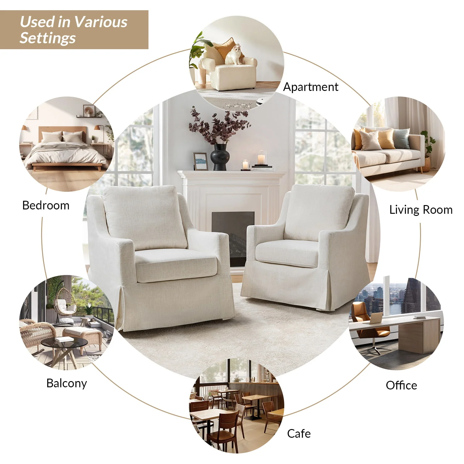 Stanley Glider Slipcovered Swivel Chair with Slope Arm(Optional Types) - Image 56
