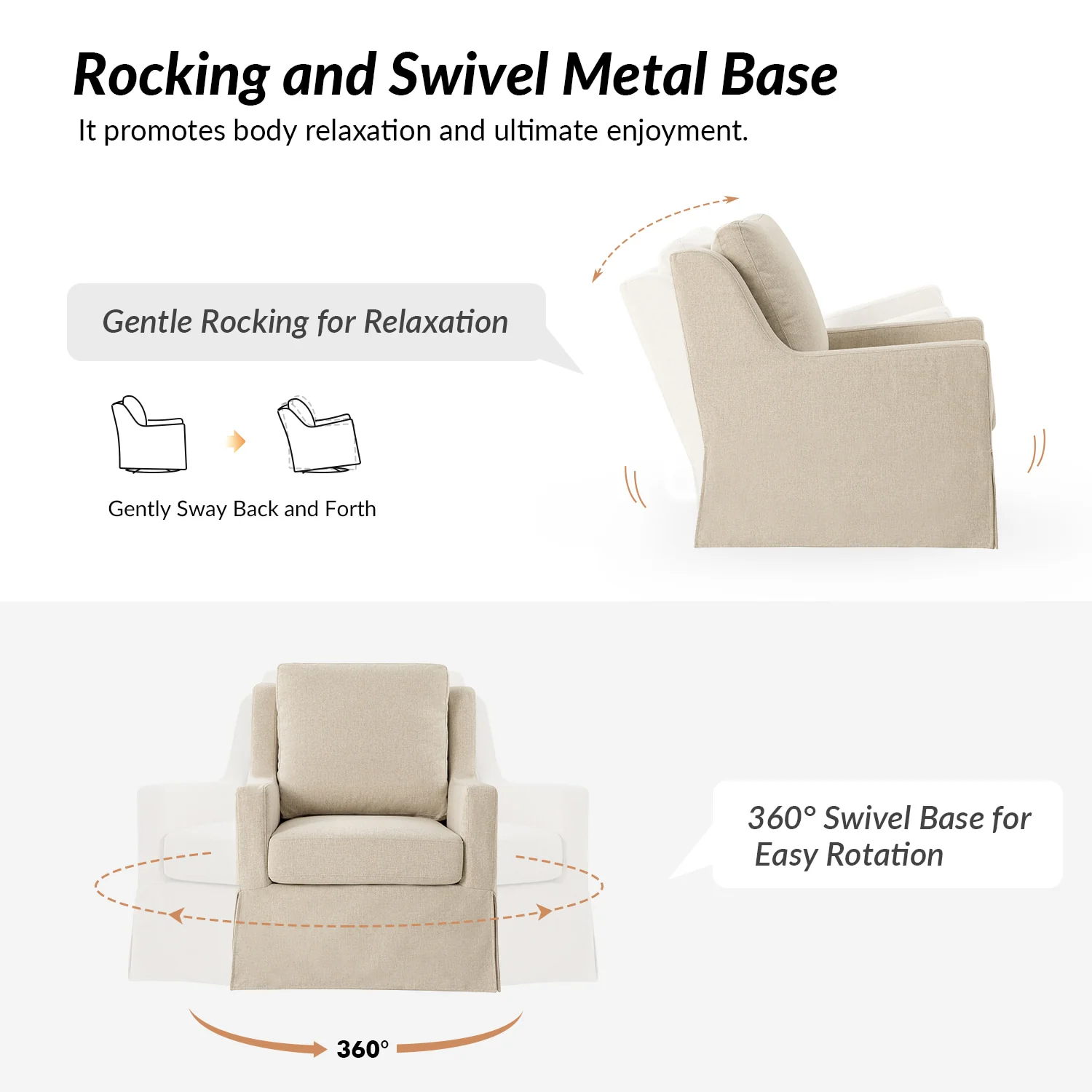 Stanley Glider Slipcovered Swivel Chair with Slope Arm(Optional Types) - Image 61