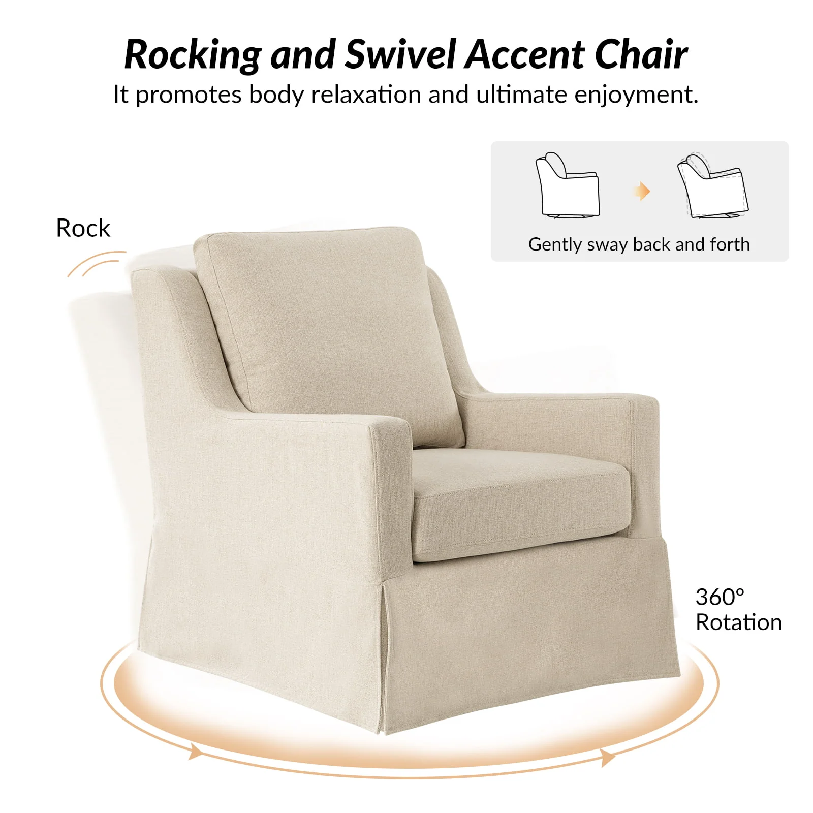 Stanley Glider Slipcovered Swivel Chair with Slope Arm(Optional Types) - Image 62