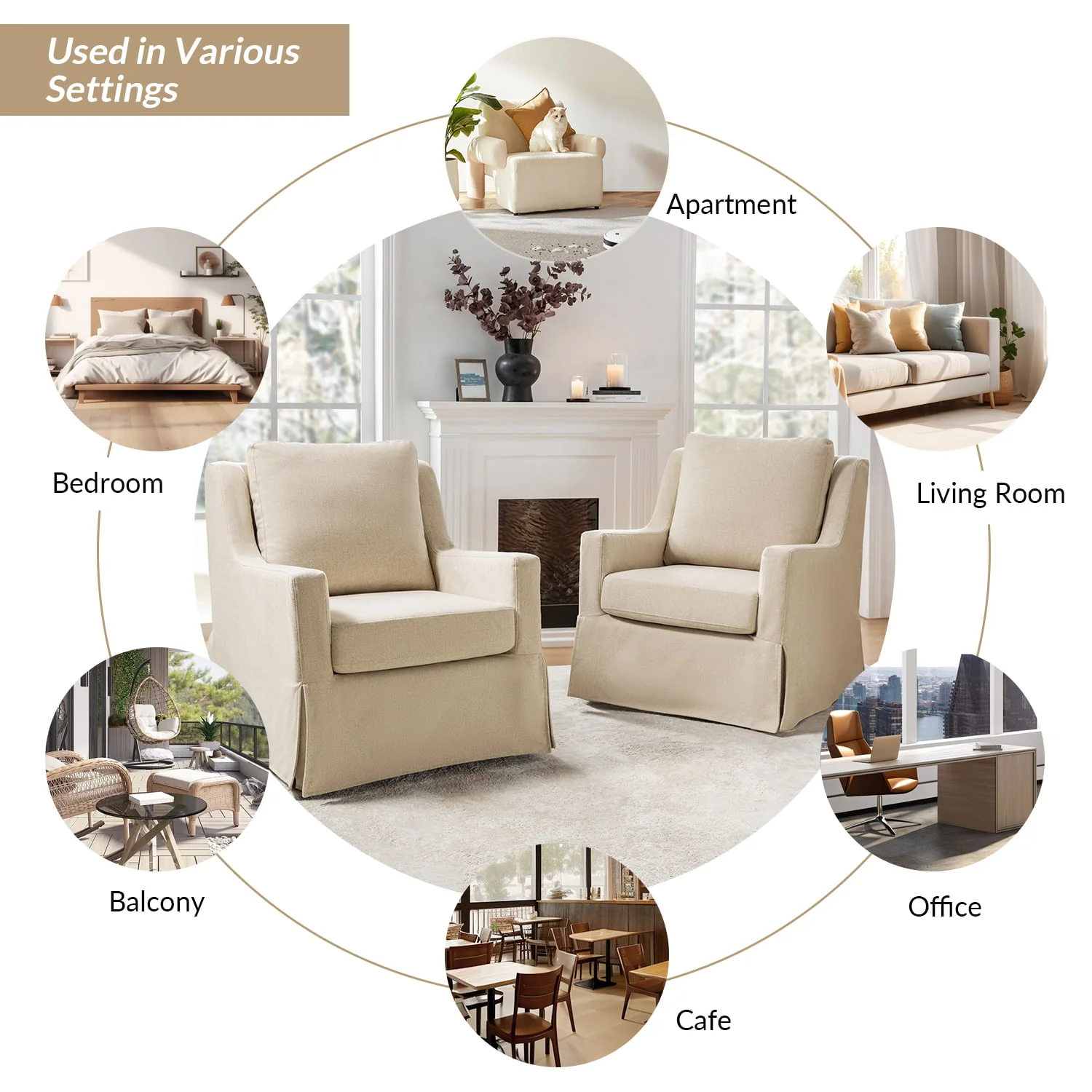Stanley Glider Slipcovered Swivel Chair with Slope Arm(Optional Types) - Image 66
