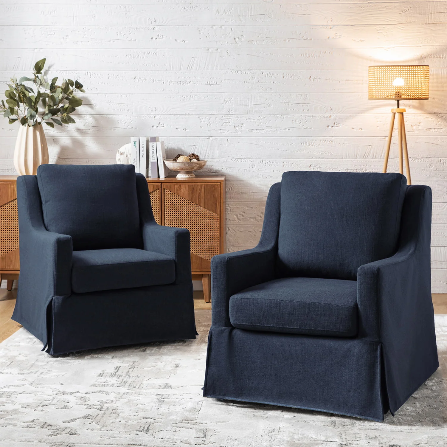 Stanley Glider Slipcovered Swivel Chair with Slope Arm(Optional Types) - Image 67