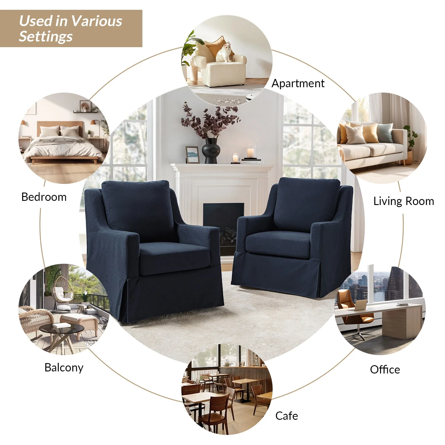 Stanley Glider Slipcovered Swivel Chair with Slope Arm(Optional Types) - Image 76