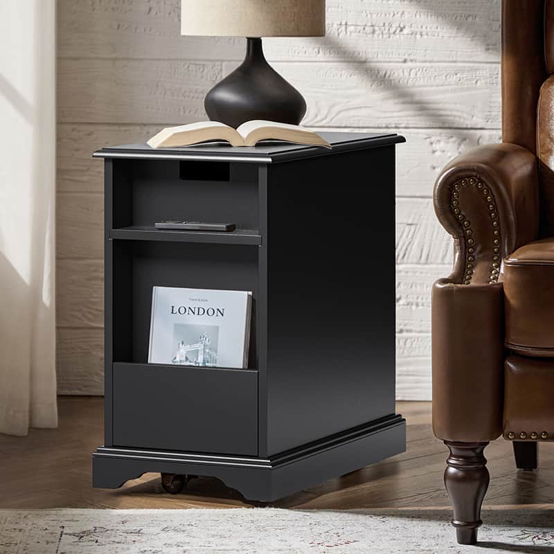Roque Storage End Table with Hooded Wheels & Built-In Outlets(Optional Types) - Image 13