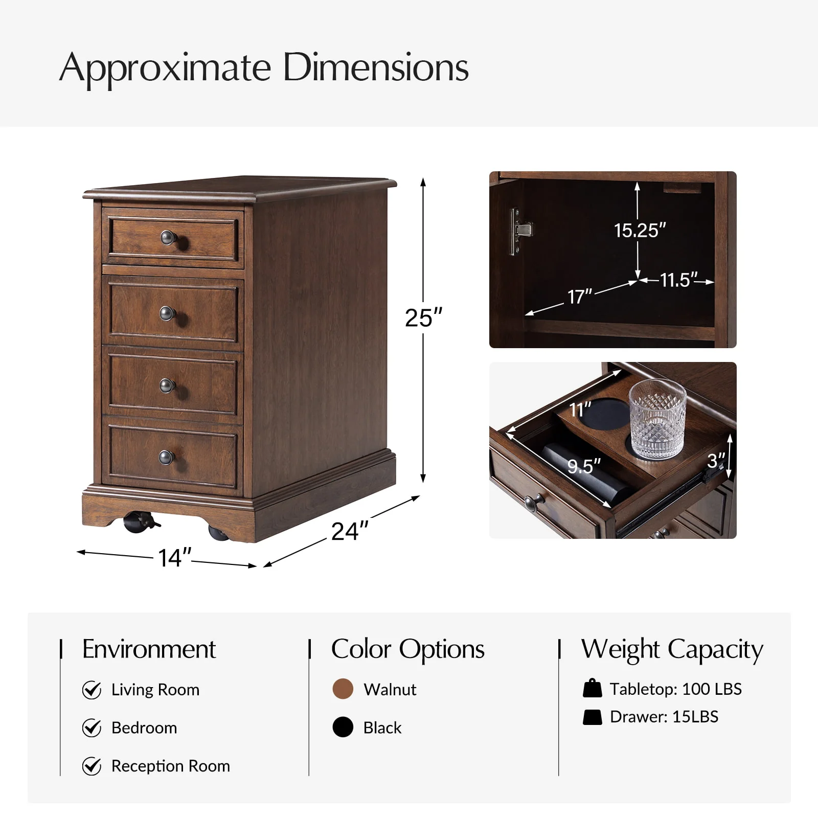 Roque Storage End Table with Hooded Wheels & Built-In Outlets(Optional Types) - Image 21