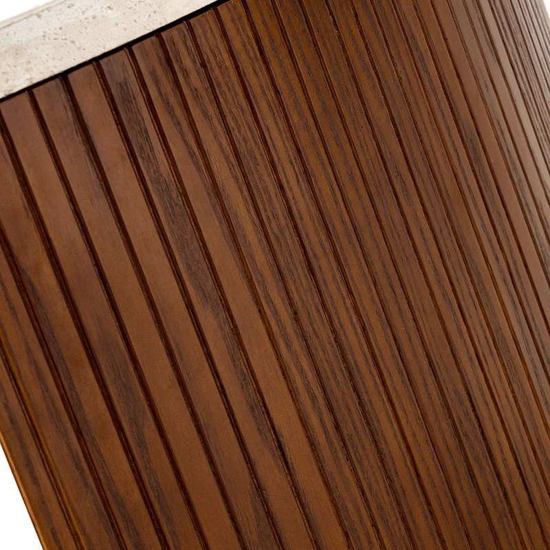 Telmo Modern Travertine Coffee Table with Fluted Wood Legs - Image 17