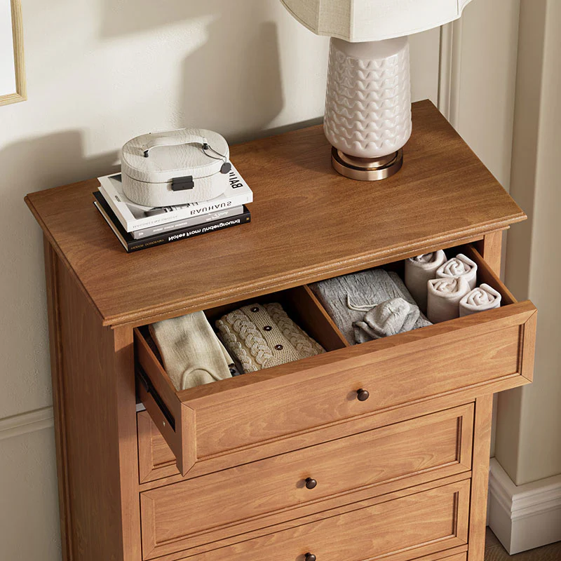 Transitional 5-Drawer Chest Dresser with Solid Wood Frame - Image 11