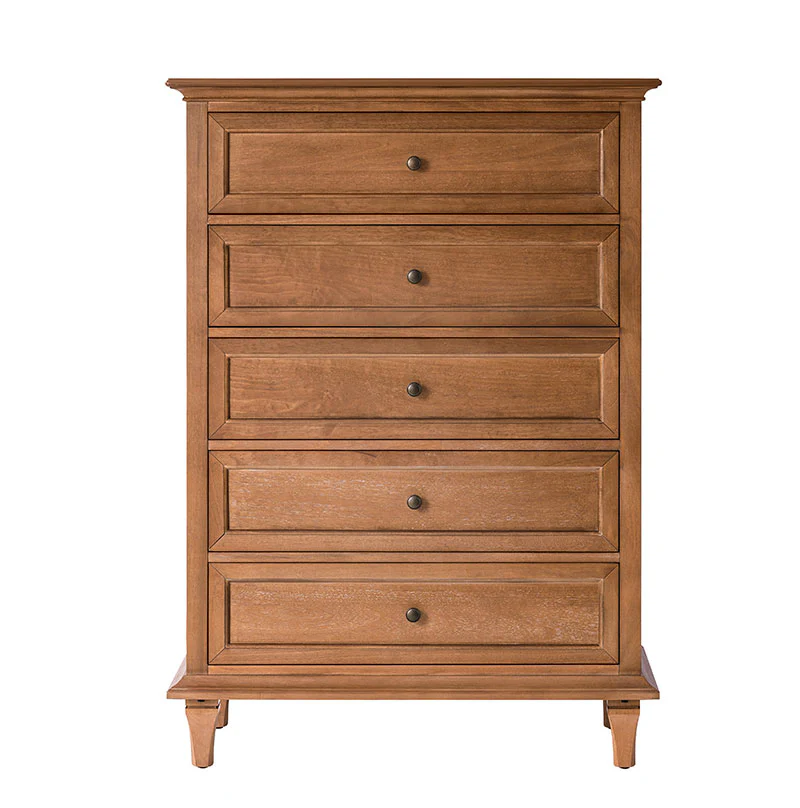 Transitional 5-Drawer Chest Dresser with Solid Wood Frame - Image 4