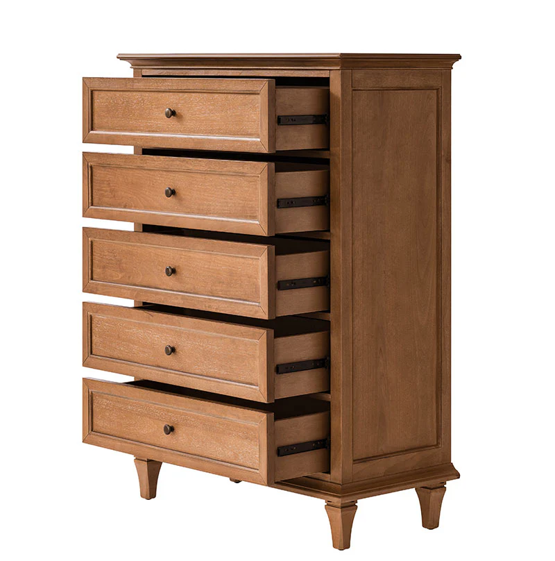 Transitional 5-Drawer Chest Dresser with Solid Wood Frame - Image 6