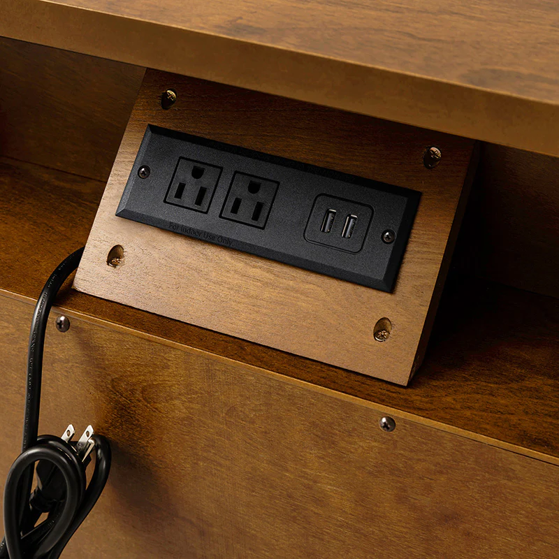 Transitional Wood End Table with Drawers and Power Outlet(Optional Types) - Image 14