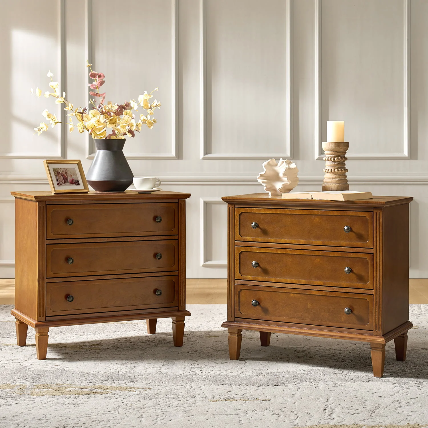 Transitional Wood End Table with Drawers and Power Outlet(Optional Types) - Image 22
