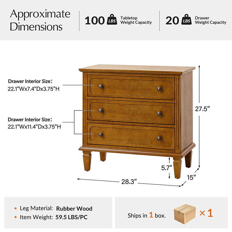 Transitional Wood End Table with Drawers and Power Outlet(Optional Types) - Image 24