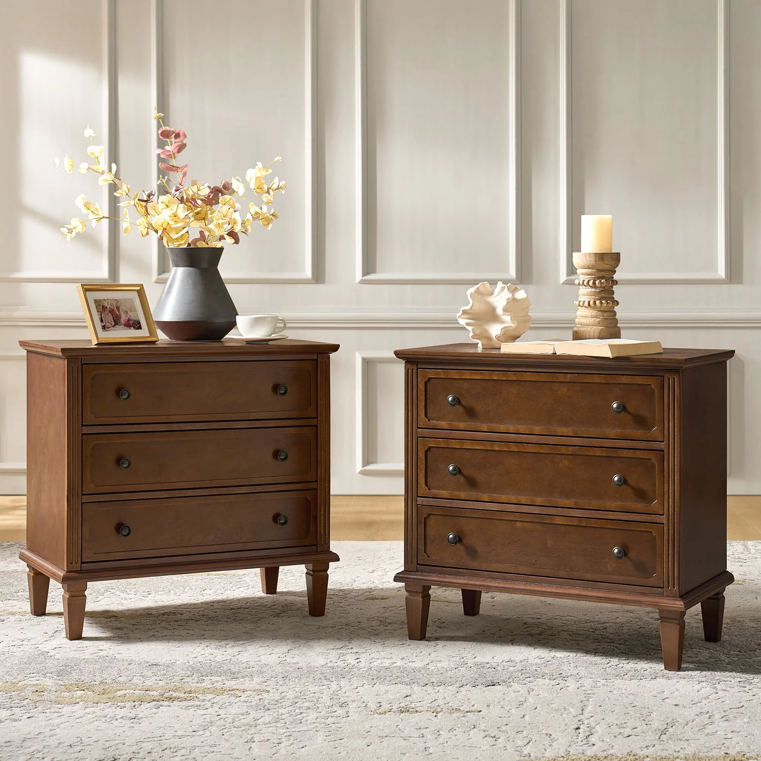 Transitional Wood End Table with Drawers and Power Outlet(Optional Types) - Image 27