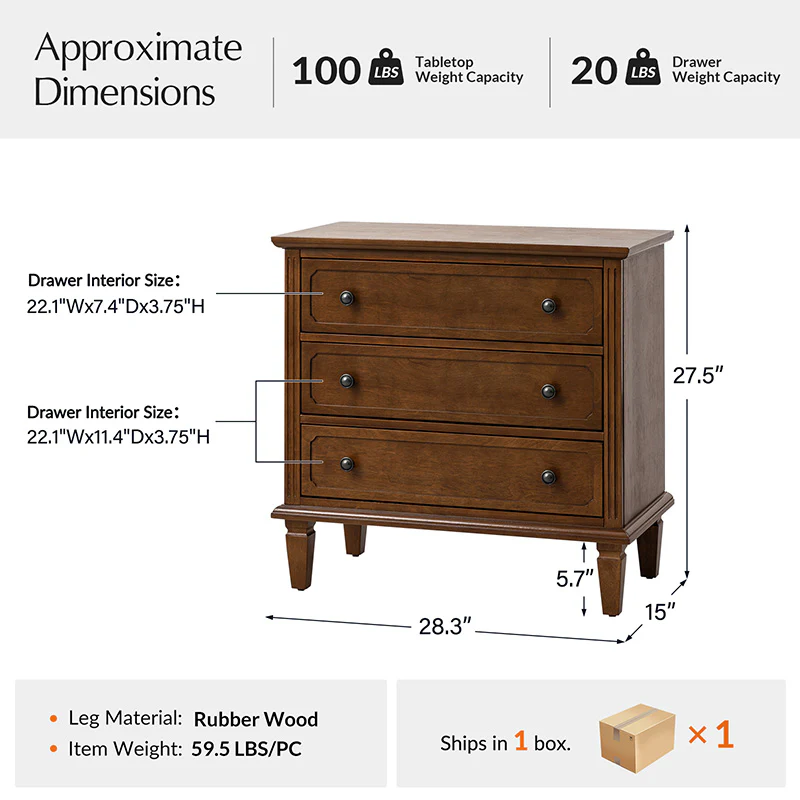 Transitional Wood End Table with Drawers and Power Outlet(Optional Types) - Image 29