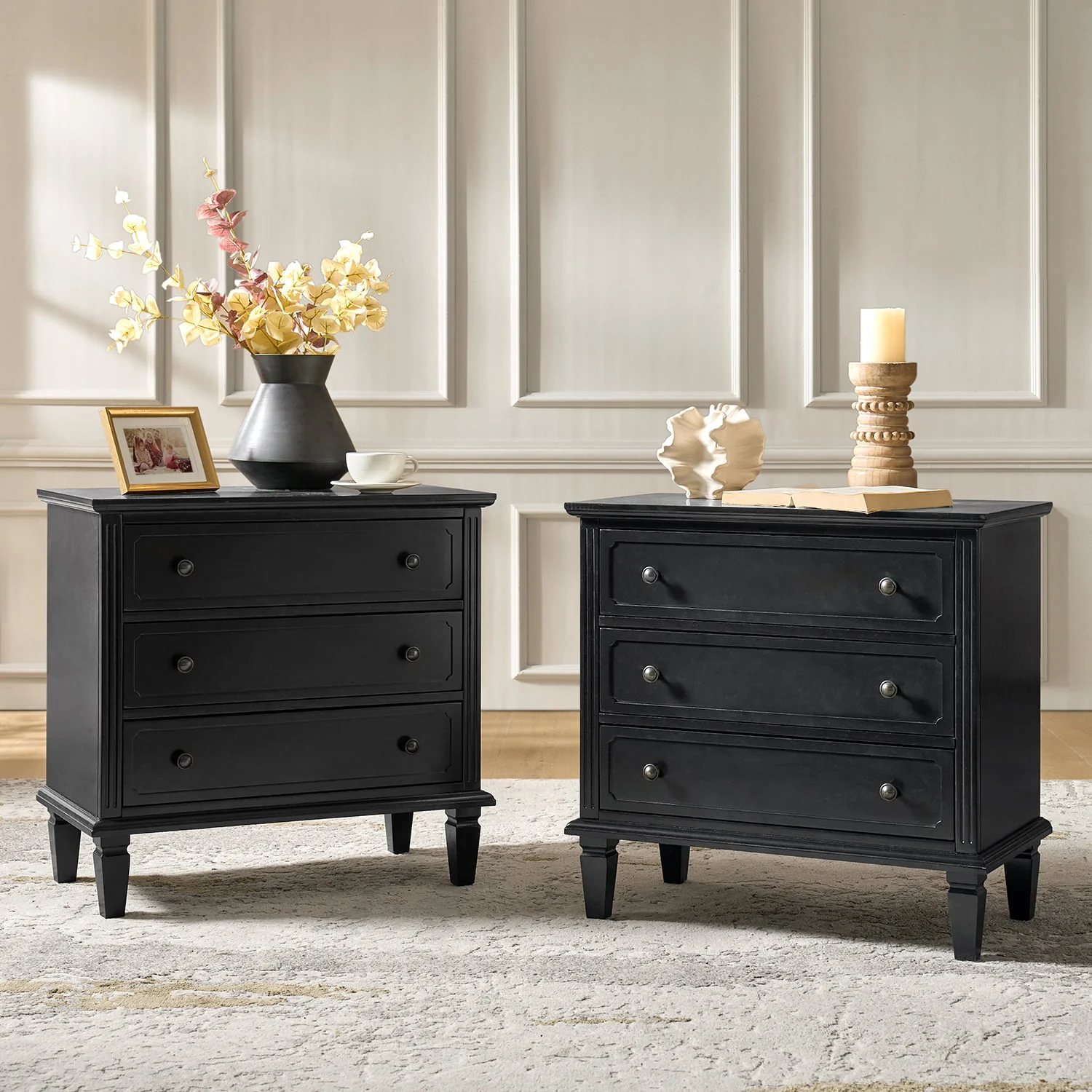 Transitional Wood End Table with Drawers and Power Outlet(Optional Types) - Image 32