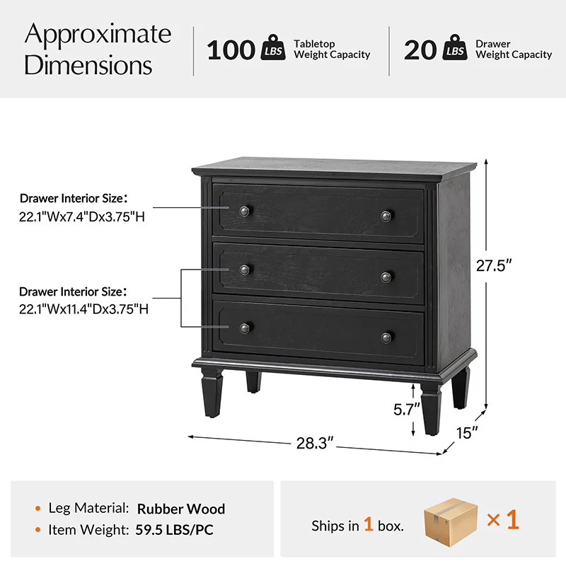 Transitional Wood End Table with Drawers and Power Outlet(Optional Types) - Image 34