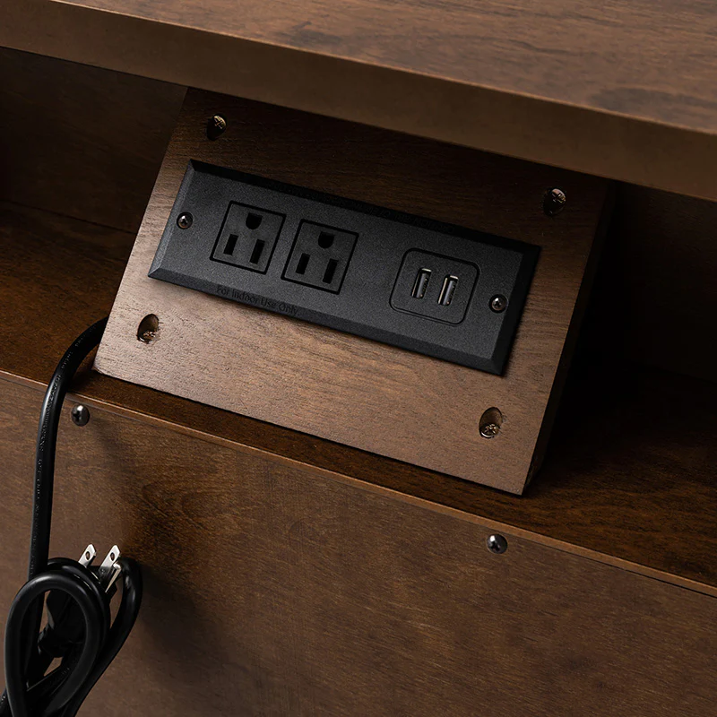 Transitional Wood End Table with Drawers and Power Outlet(Optional Types) - Image 7