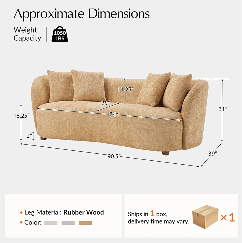 Urtuna Modern Sofa with 4 Pillows – Comfortable, Stylish, and Perfect for Any Living Room - Image 3