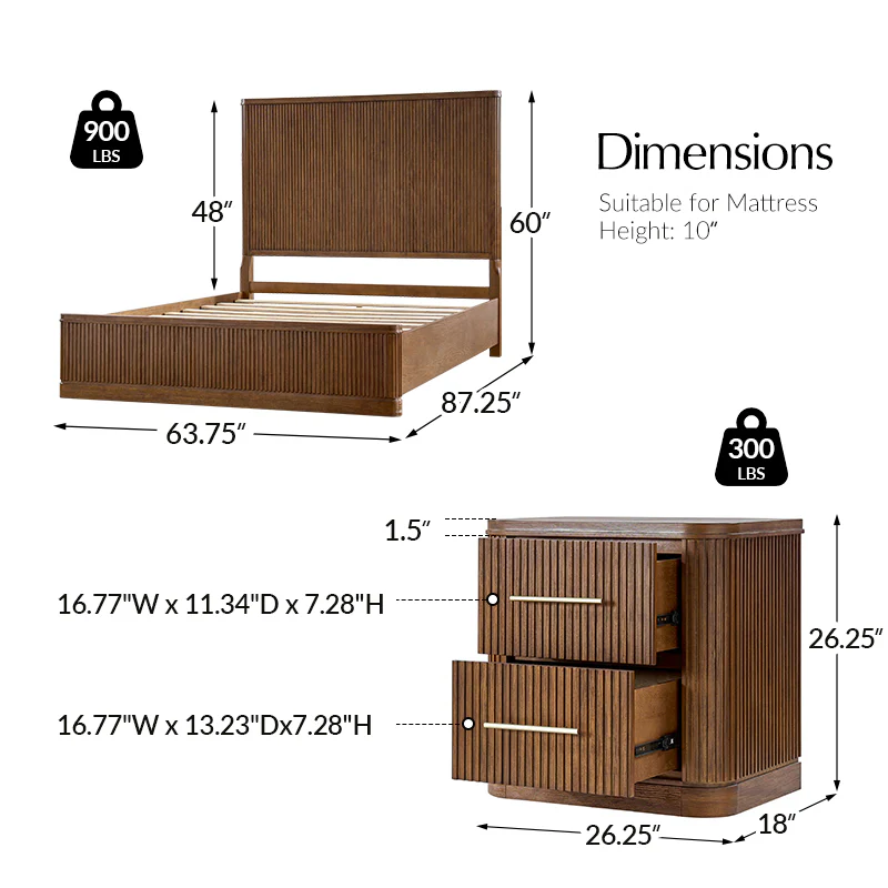 Verral 3-Piece Modern Fluted Solid Wood Bedroom Bundle with Oak Texture - Image 17
