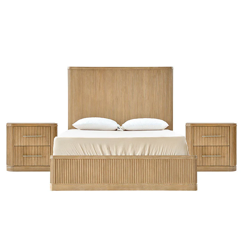 Verral 3-Piece Modern Fluted Solid Wood Bedroom Bundle with Oak Texture - Image 7