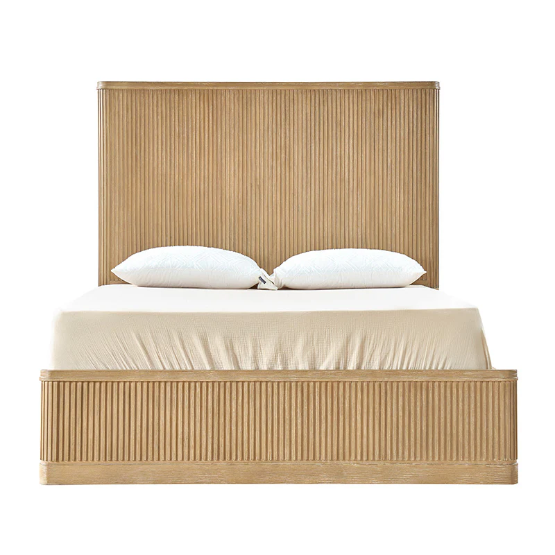 Verral Modern Solid Wood Fluted Bed with Oak Texture - Image 13