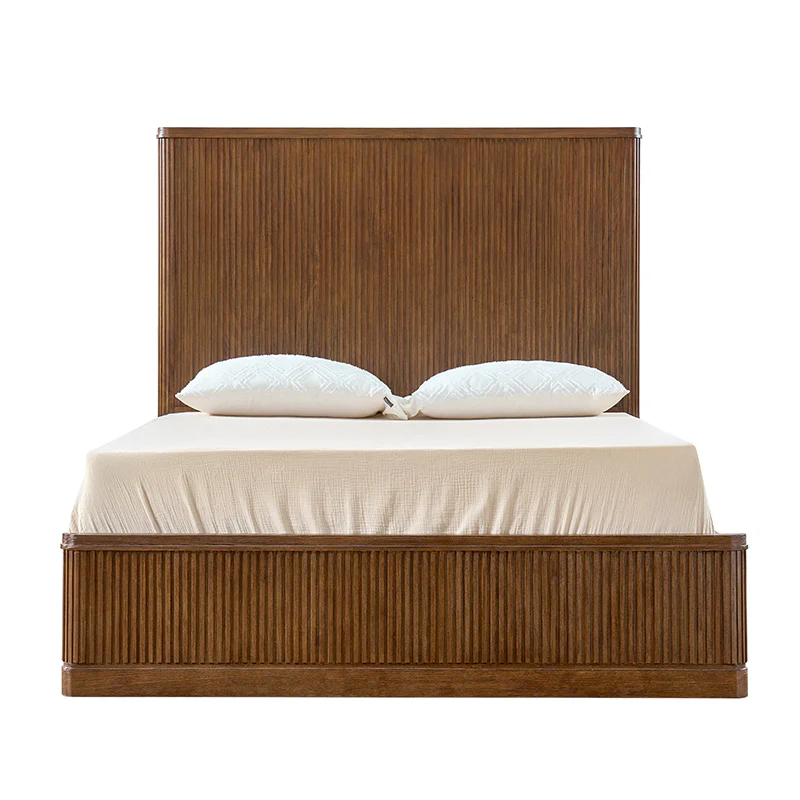Verral Modern Solid Wood Fluted Bed with Oak Texture - Image 20
