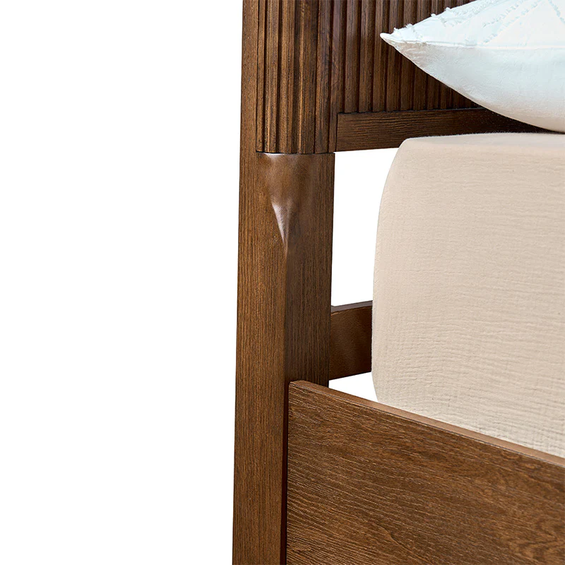 Verral Modern Solid Wood Fluted Bed with Oak Texture - Image 25