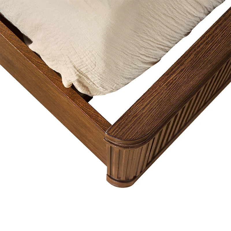 Verral Modern Solid Wood Fluted Bed with Oak Texture - Image 26