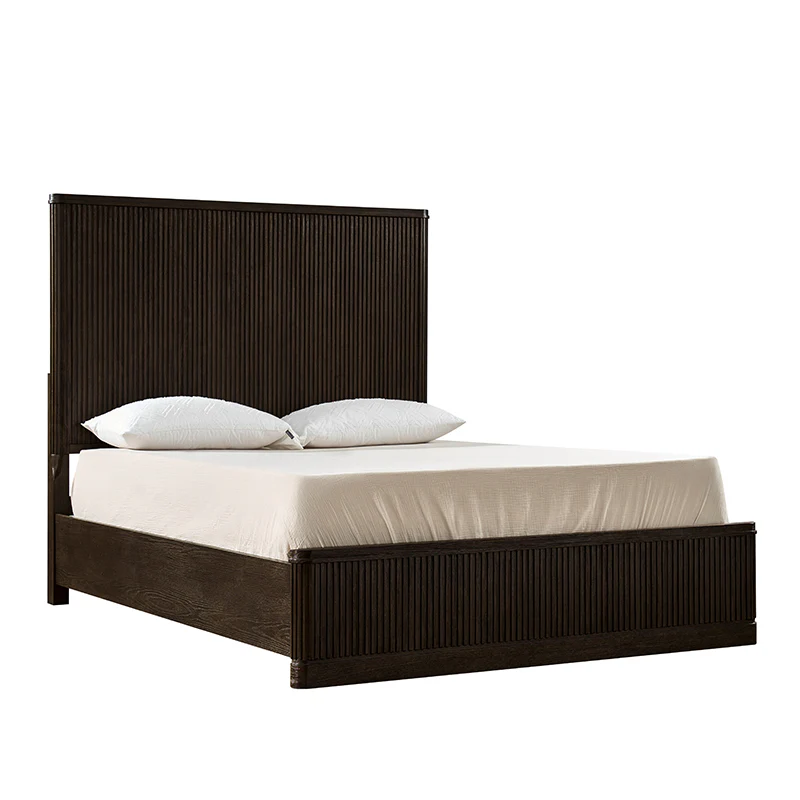 Verral Modern Solid Wood Fluted Bed with Oak Texture - Image 36