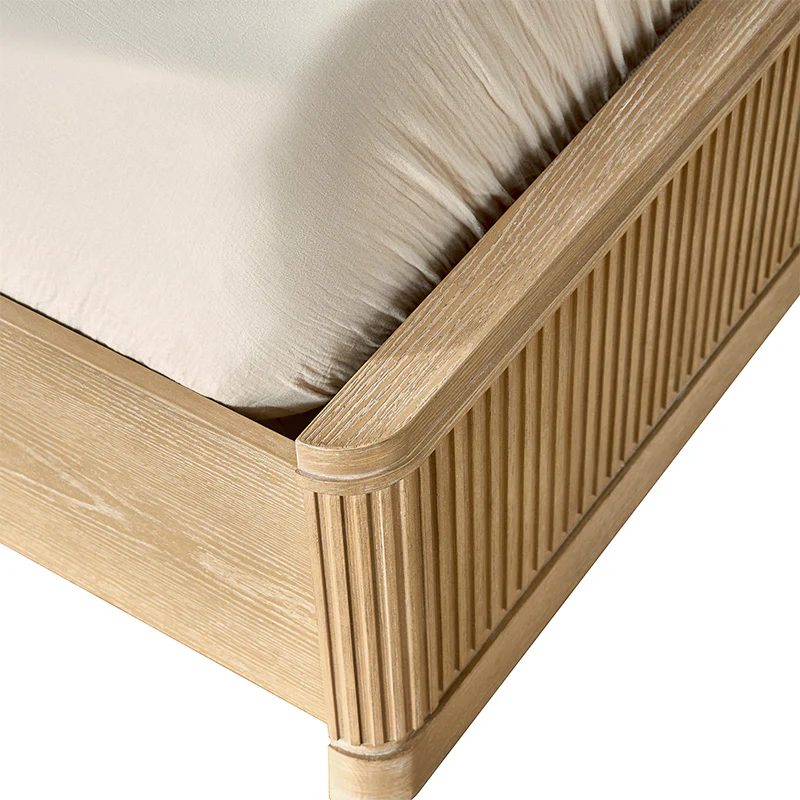 Verral Modern Solid Wood Fluted Bed with Oak Texture - Image 4