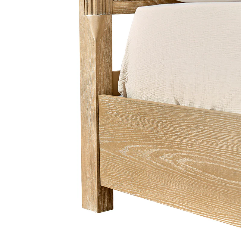 Verral Modern Solid Wood Fluted Bed with Oak Texture - Image 5