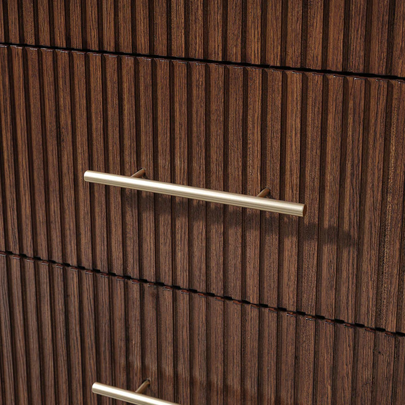 Verral Modern Solid Wood Fluted Chest with 5 Drawers & Oak Texture - Image 15