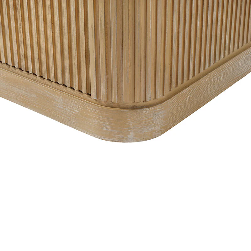 Verral Modern Solid Wood Fluted Chest with 5 Drawers & Oak Texture - Image 8