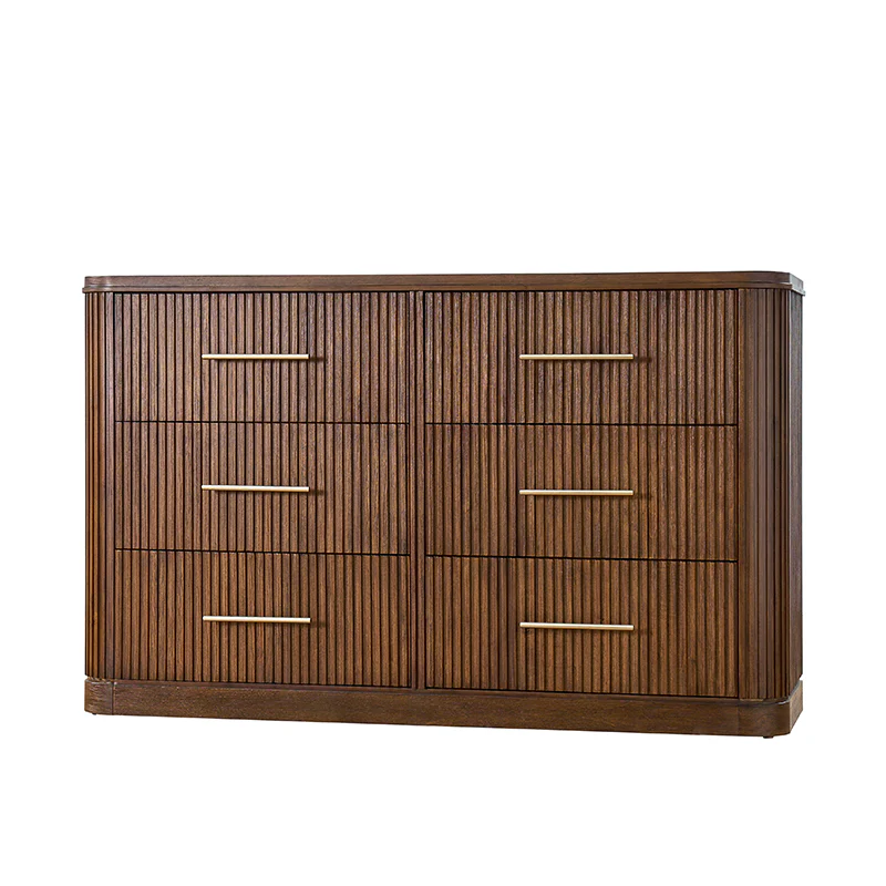 Verral Modern Solid Wood Fluted Dresser with 6 Drawers & Oak Texture - Image 19