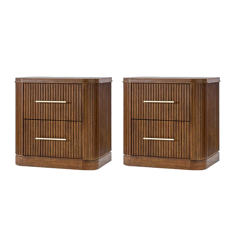Verral Modern Solid Wood Fluted Nightstand with USB & Oak Texture - Image 25