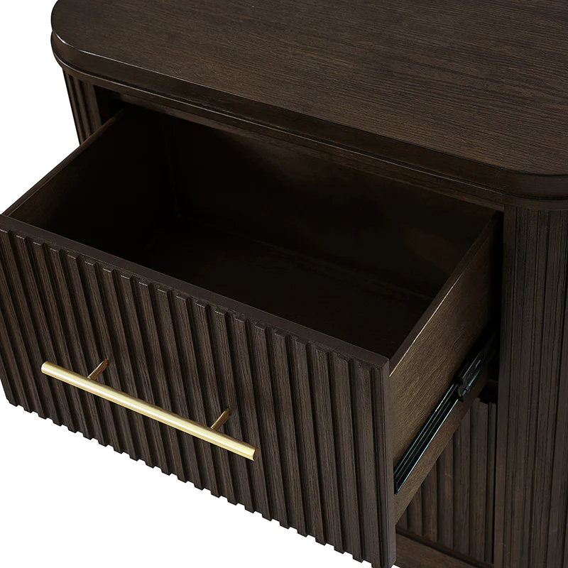 Verral Modern Solid Wood Fluted Nightstand with USB & Oak Texture - Image 37
