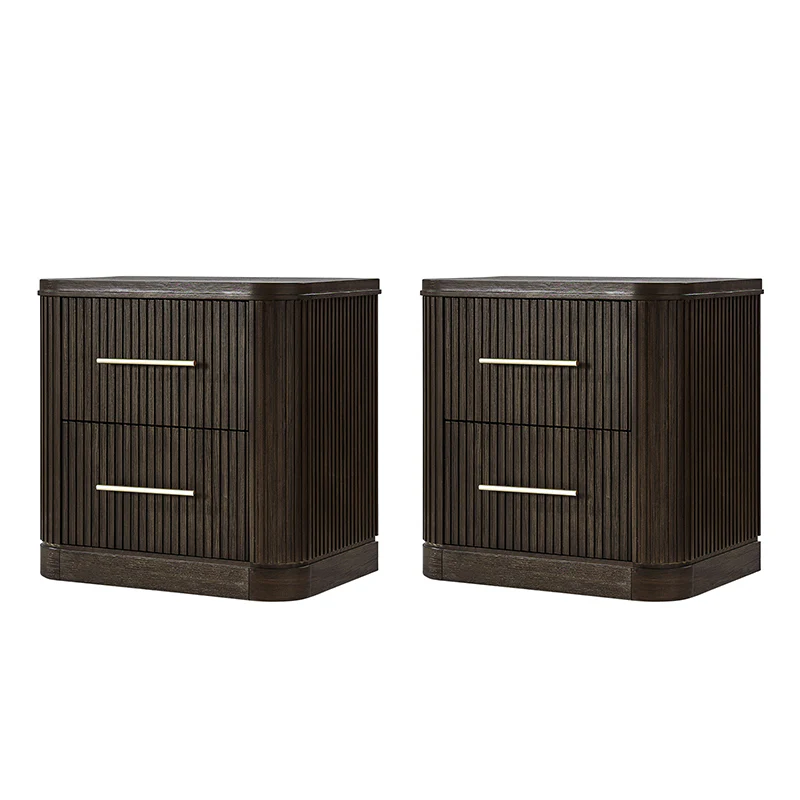 Verral Modern Solid Wood Fluted Nightstand with USB & Oak Texture - Image 38