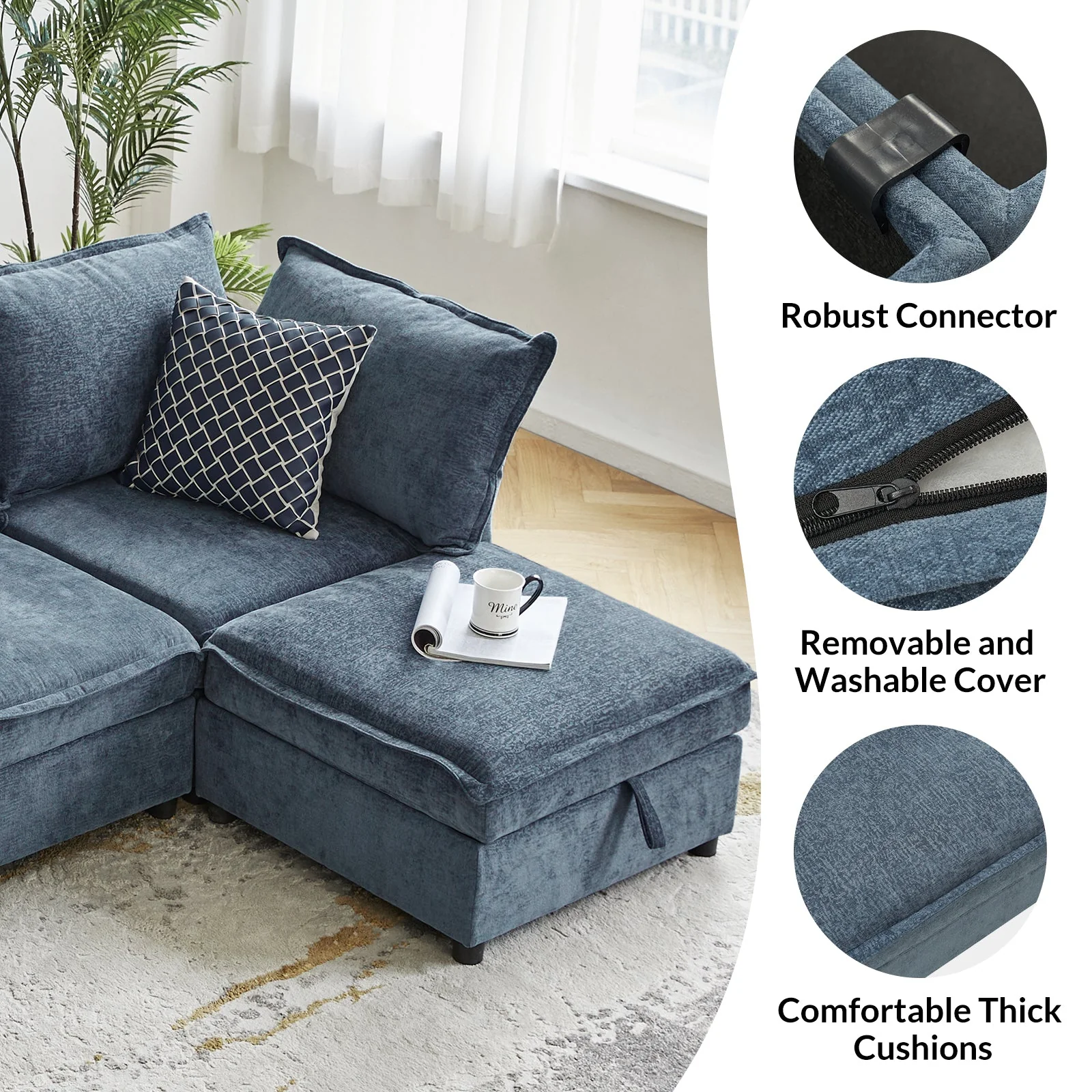 Harmetrix 8-Seater Soft Sectional Couch with Storage - Image 14