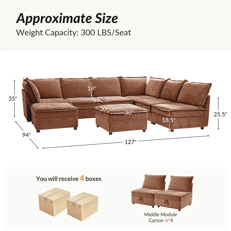 Harmetrix 8-Seater Soft Sectional Couch with Storage - Image 26