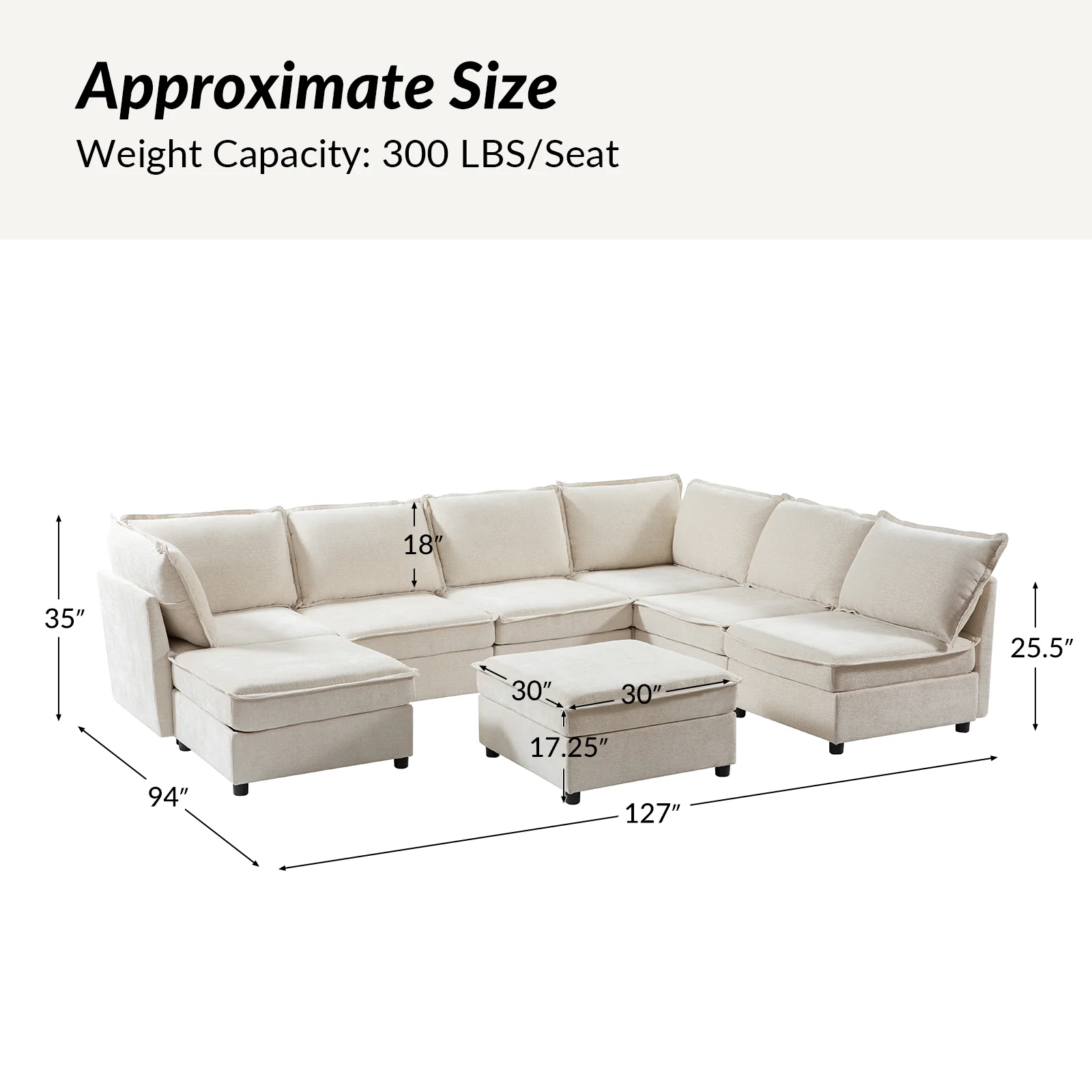 Harmetrix 8-Seater Soft Sectional Couch with Storage - Image 3