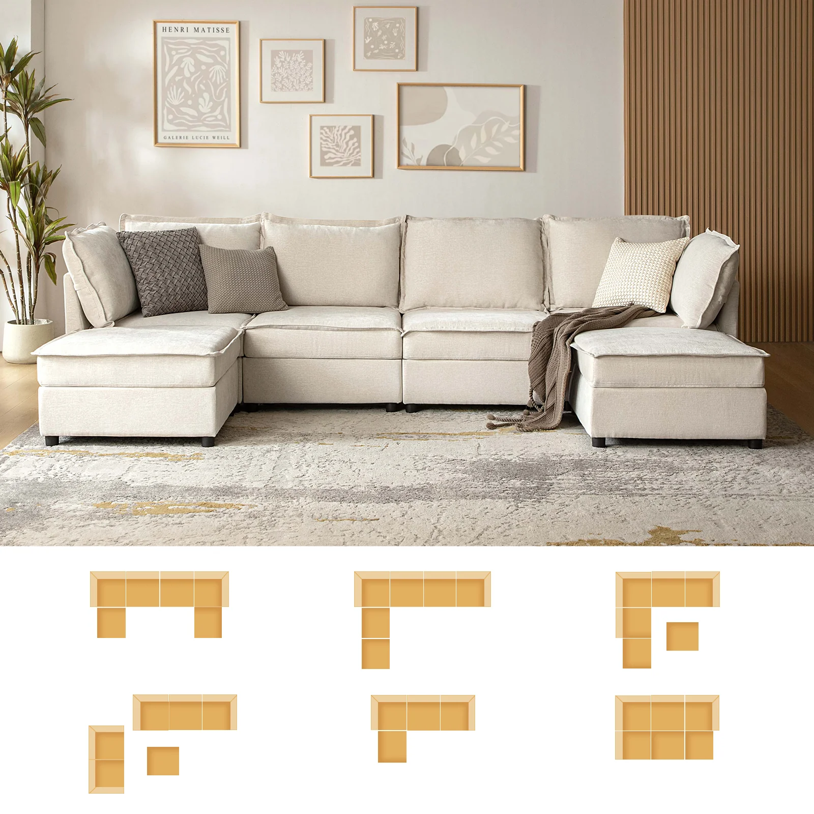 Harmetrix 8-Seater Soft Sectional Couch with Storage - Image 4