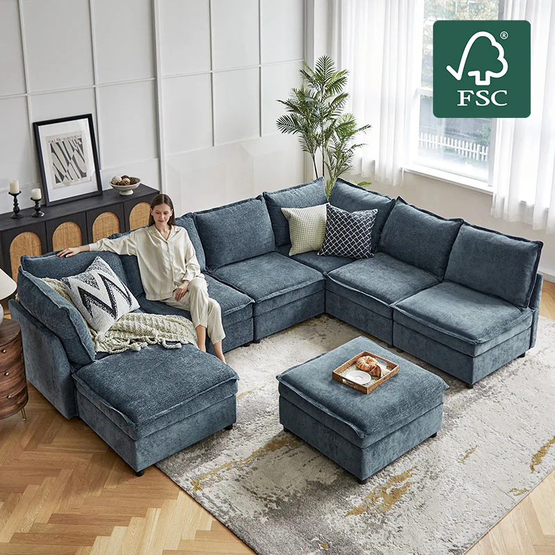 Harmetrix 8-Seater Soft Sectional Couch with Storage - Image 9